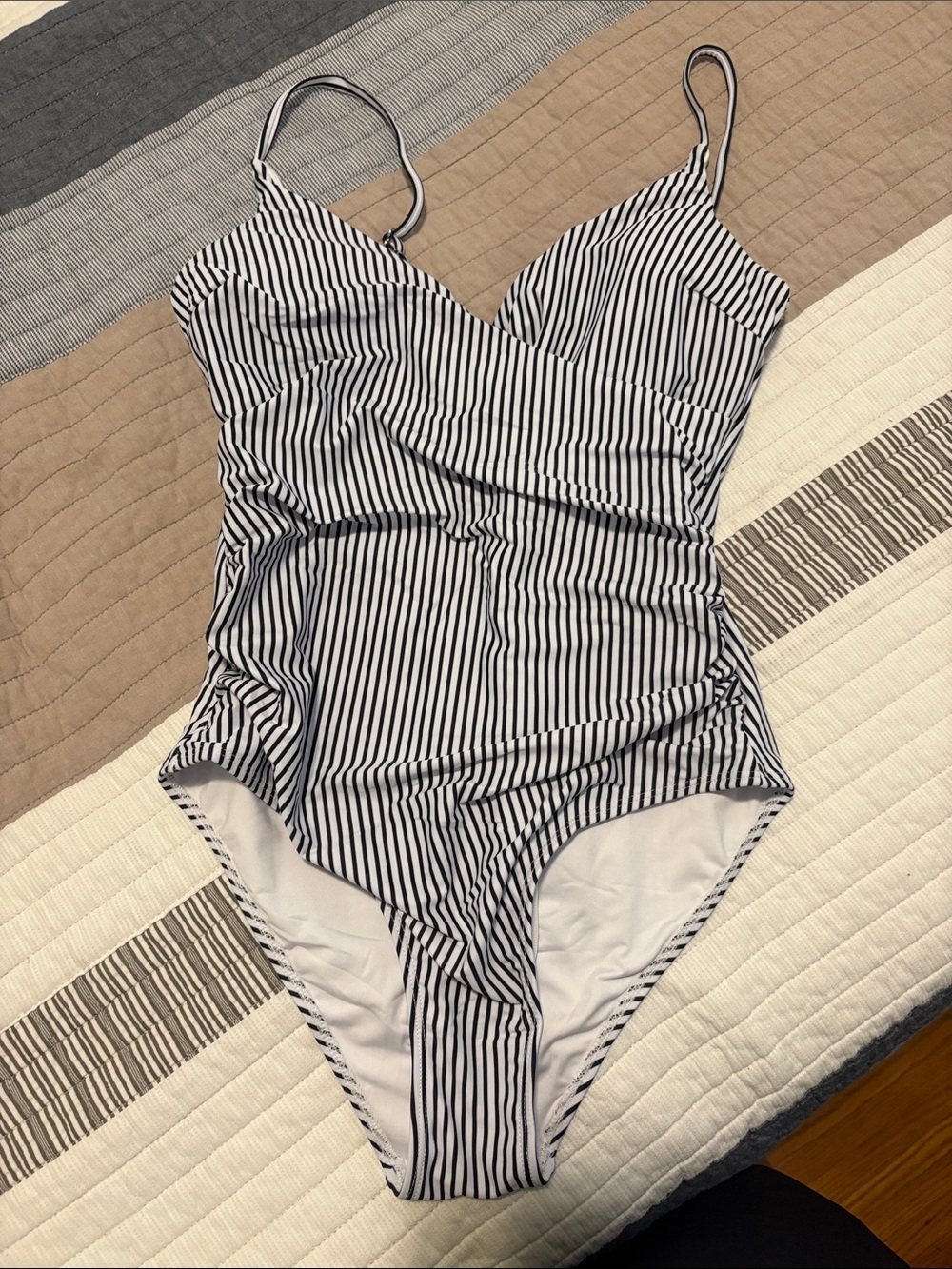 NWOT Striped Black & White One-Piecei Swimsuit